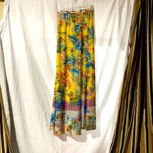 Summer Maxi Skirt, Floral Print Yellow Size Large